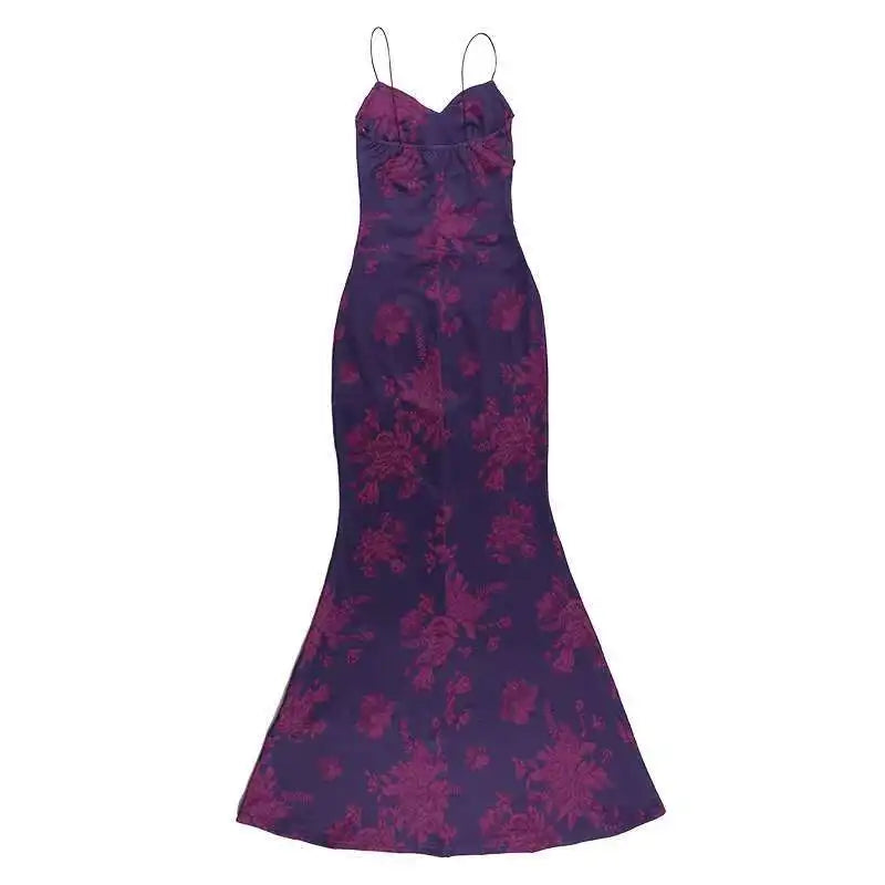 Avrilyaan Pile Collar Print Backless Sexy Dress Women 2024 Elegant Holiday Casual Dress Bodycon Summer Maxi Long Dress Vestido