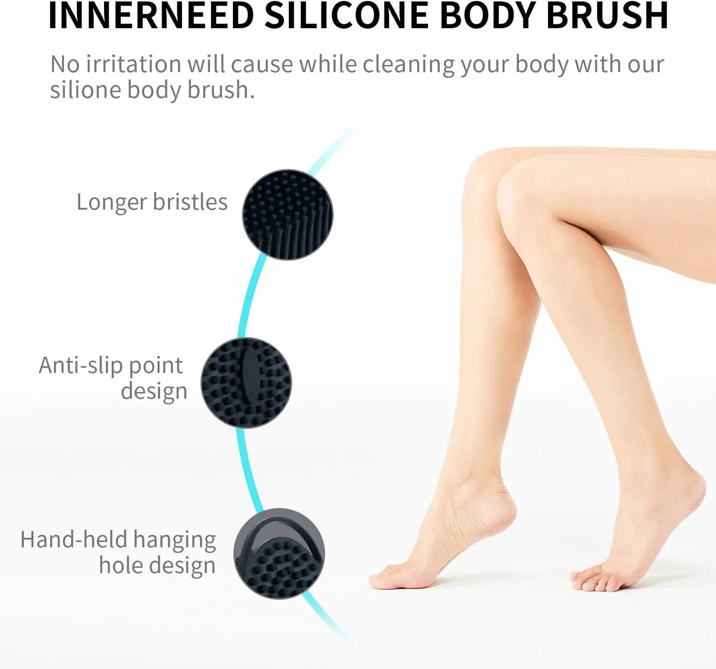 2 in 1 Soft Silicone Body Brush Wash Bath Shower Exfoliating Skin Fit For Baby Bath Shampoo Facial Massage Brush
