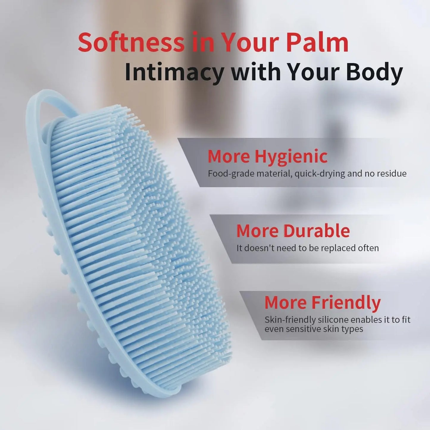 2 in 1 Soft Silicone Body Brush Wash Bath Shower Exfoliating Skin Fit For Baby Bath Shampoo Facial Massage Brush