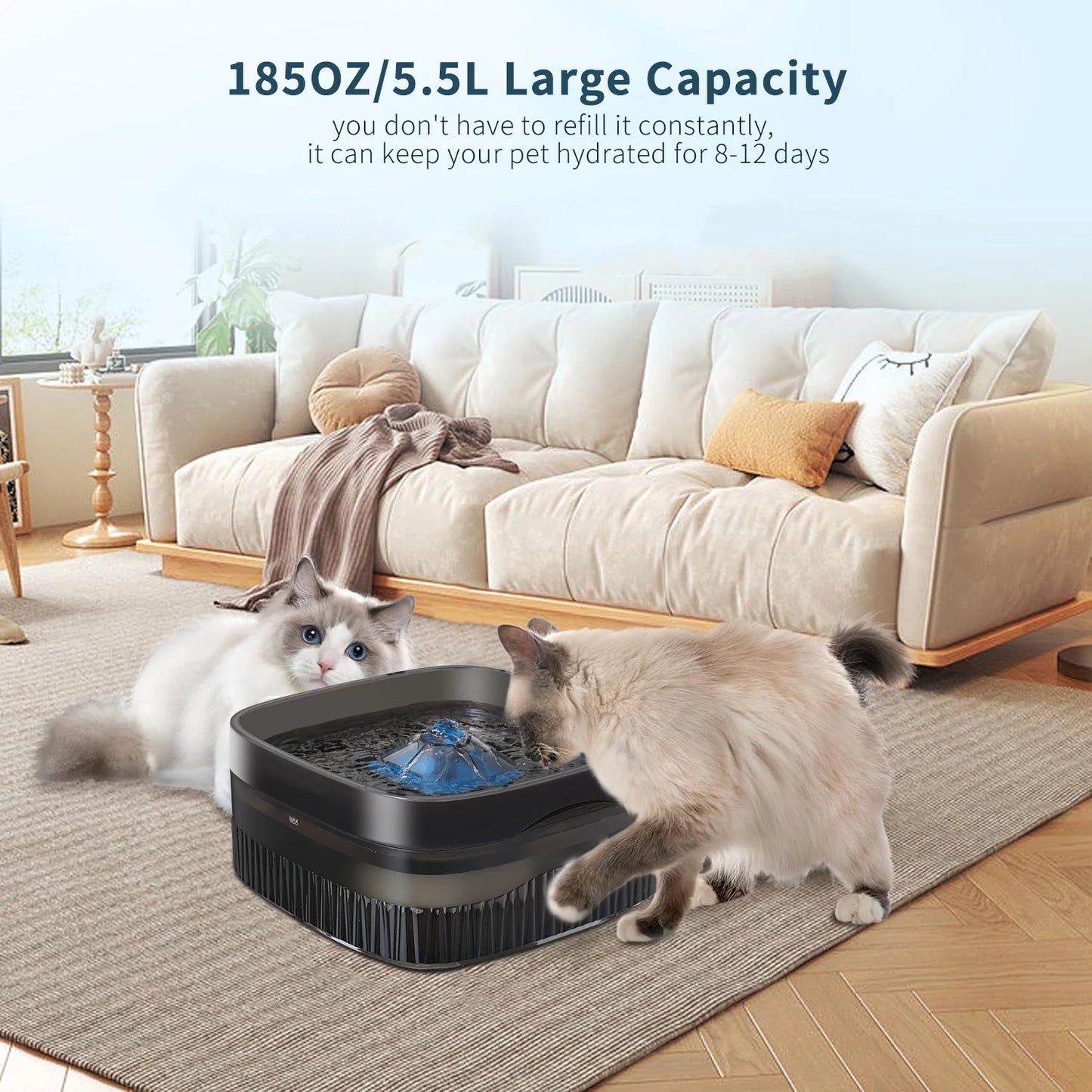 Large-Capacity Pet Water Fountain Large Dog Drinking Bowl with Ultra-Quiet Pump for Multiple Cats or Dogs Pet Drinking Dispenser