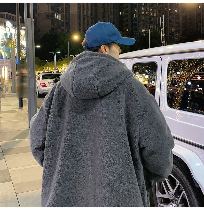 Winter Warm Coats for Men Top Grade Lamb Velvet Men's Jacket Casual Hooded Zipper Coats Fashion Warm Wool Jackets Thick Clothing