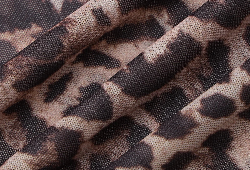 Hawthaw Women 2025 Summer Autumn Long Sleeve Leopard Mesh Party Club Streetwear Bodycon Long Dress Wholesale Items For Business