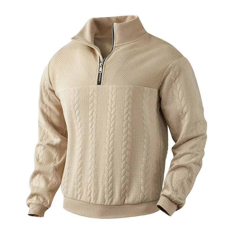 2024 New Knit Sweatshirts Men Fashion Half Zipper Stand Collar Casual Hoodies Male Patchwork Sport Knitted Hoodie Sweatshirt Man