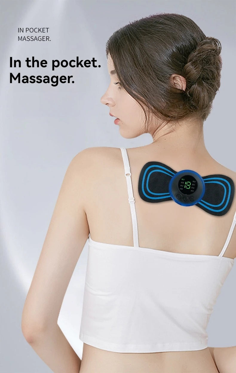 Electric EMS Neck Massager Mini Cervical Back Patch Stimulator Massageador Mat Portable Gel Pad Stickers Slim