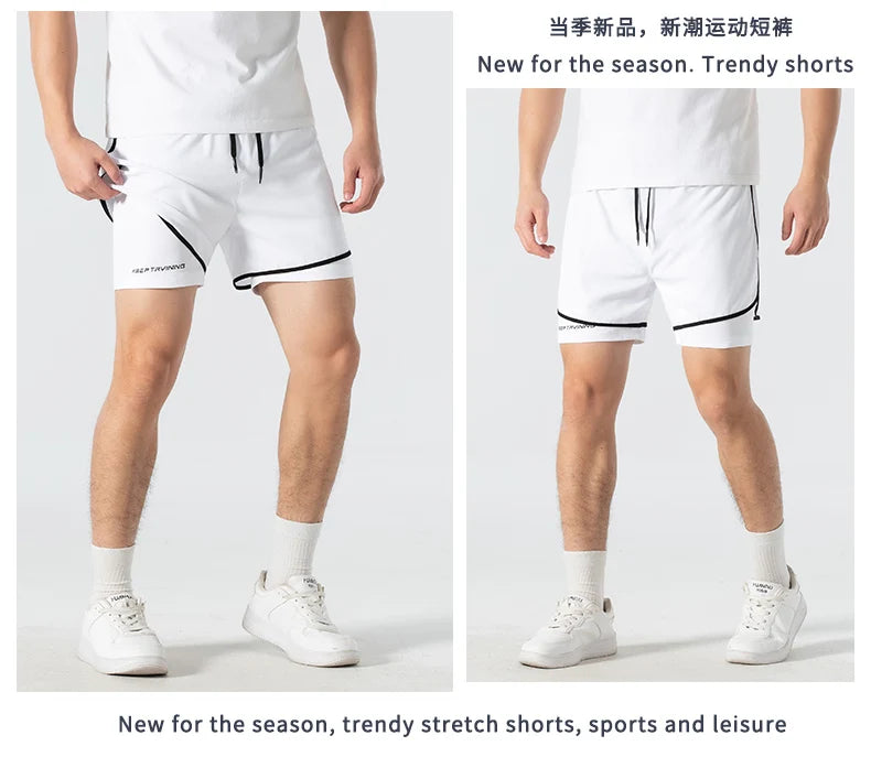 Unisex 2-in-1 Running Shorts Men's Summer New Quick Drying Breathable Active Training Exercise Jogging Cycling Loose-Fit Shorts