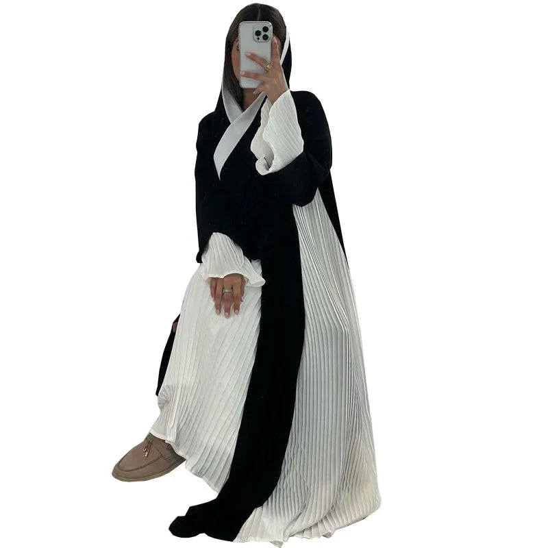 Eid Muslim Party Abaya for Women Ramadan Cardigan Pleated Long Dress Morocco Kaftan Vestidos Largos Dubai Robe Jalabiya 2025