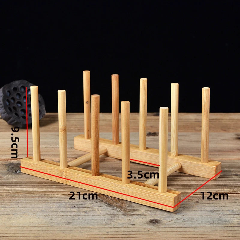 Bamboo Cups Drainer Wooden Dish Draining Rack Plates Holder Kitchen Storage Cabinet Organizer for Dish Cutting Board Pot Lid