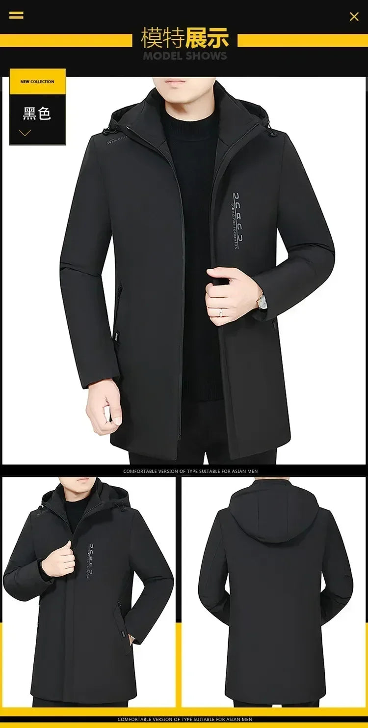 Hooded Plus Size Winter Parka Mens New Casual Thicken Cotton Fashion Cotton Male Jacket Hooded Outwear Windproof Warm Coat