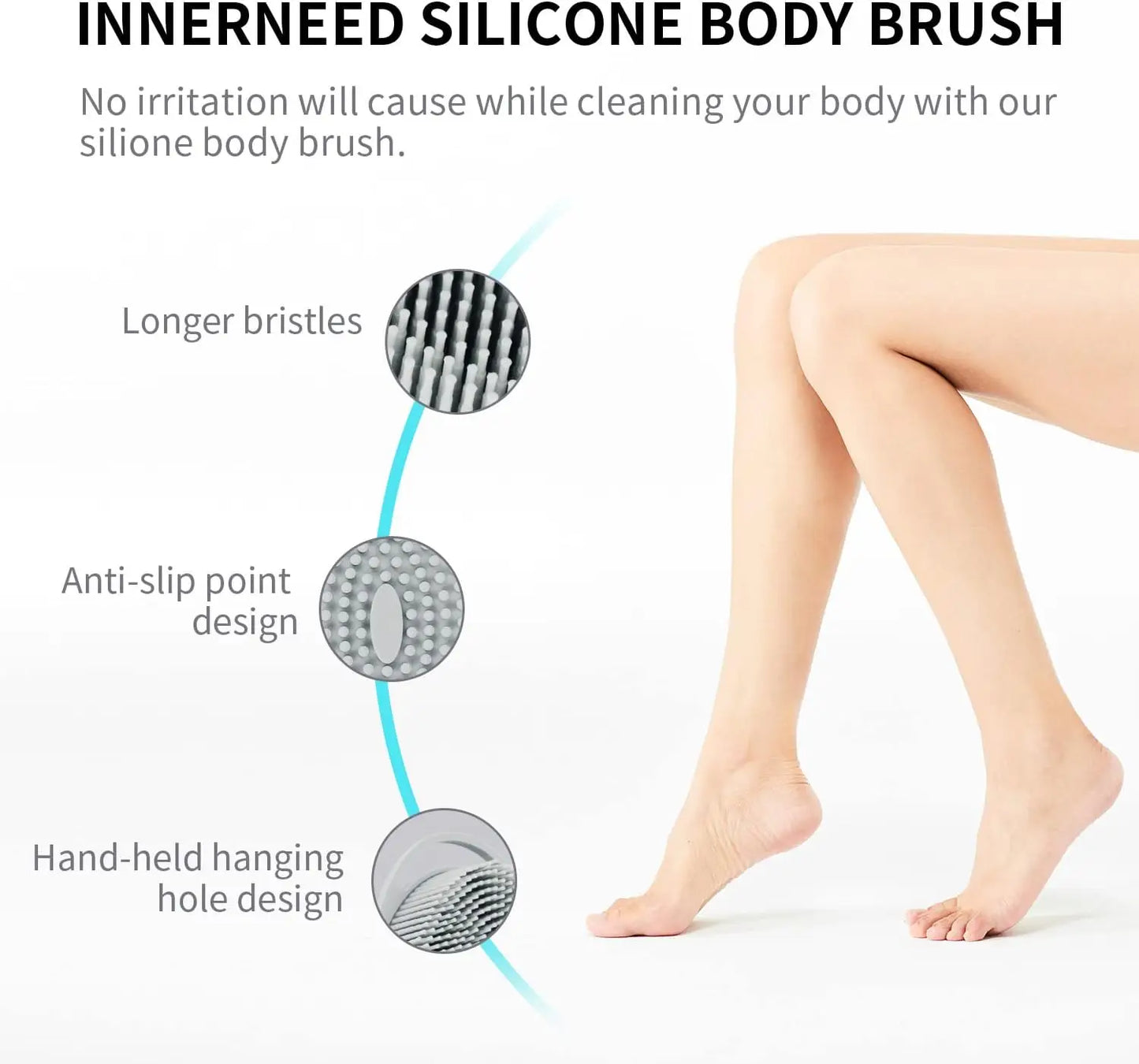 2 in 1 Soft Silicone Body Brush Wash Bath Shower Exfoliating Skin Fit For Baby Bath Shampoo Facial Massage Brush
