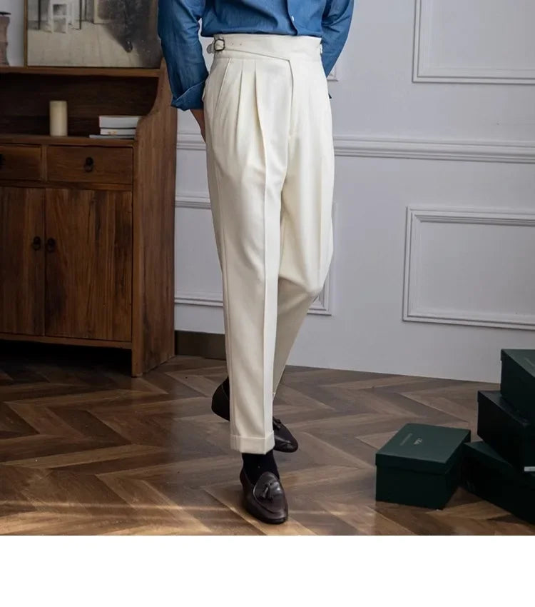 2023 Autumn/winter New Italian Style High-waisted Straight-leg Long Pants Casual Versatile Trousers For British Men
