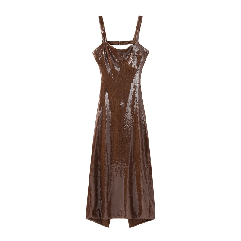 Sexy Square Neck Sling Long Dress Women Slim Sleeveless Backless Hollow Out Maxi Dresses 2025 Lady Party Christmas Gowns