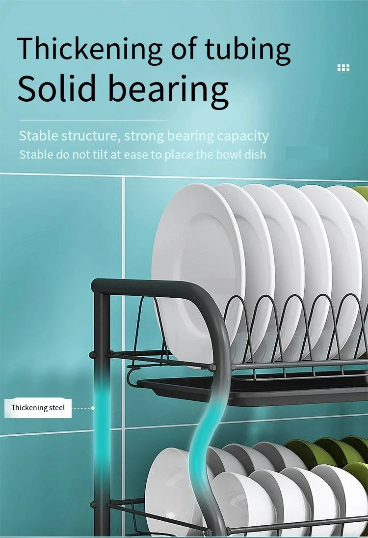 Cutlery Rack Stainless Steel Drying Rack Bowl Dish Draining Shelf Kitchen Organizer 3 Tiers Dish Drainer Dryer Tray Holder