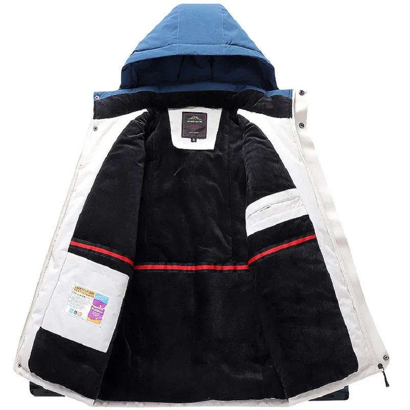 2024 Men's Winter Jacket Hooded Fleece Warm Parka Men Black Plush Coat Male Big Large Size Outerwear 9XL Windbreak Autumn Anorak