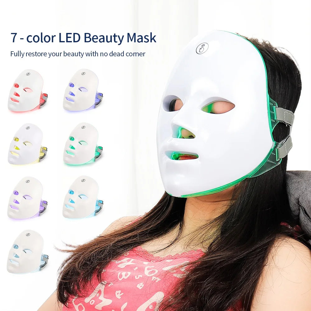 LED Facial Mask Red Light Therapy Photon Anti-Acne Wrinkle Removal Skin Rejuvenation Whitening Spa Mask Face Beauty Devices