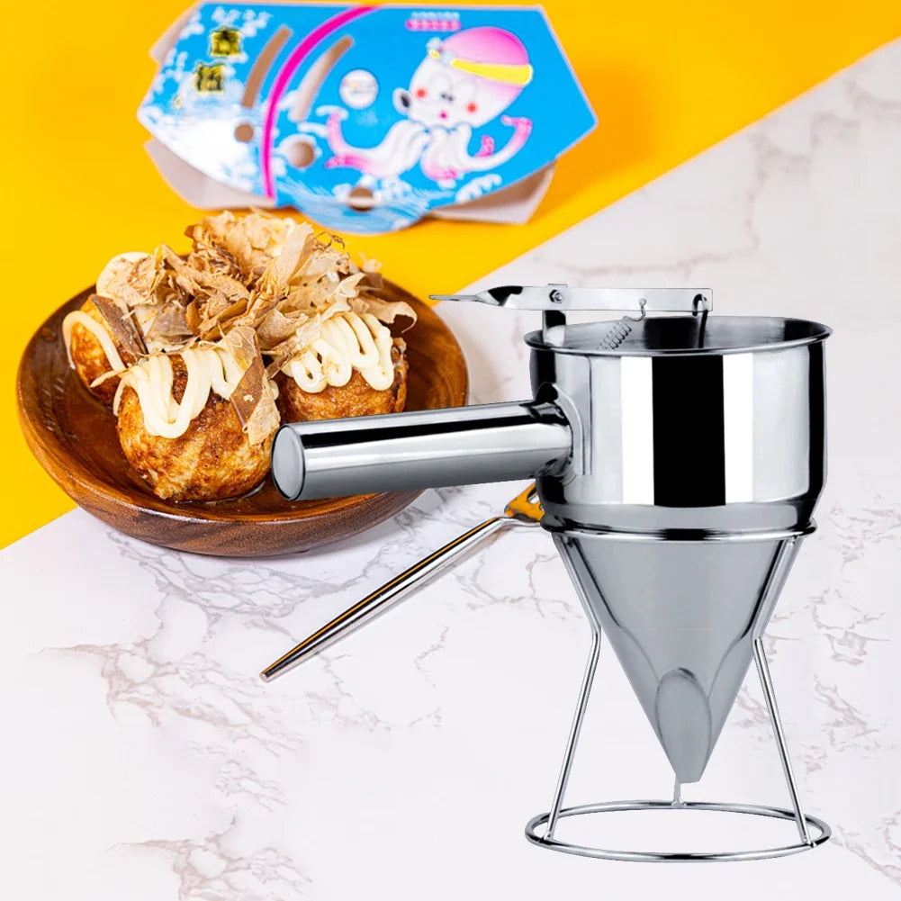 600/1200ML Stainless Steel Ideal Liquids Kitchen Big Funnel Spice Octopus Balls Tool with Rack Funnel Cooking Funnel with Handle