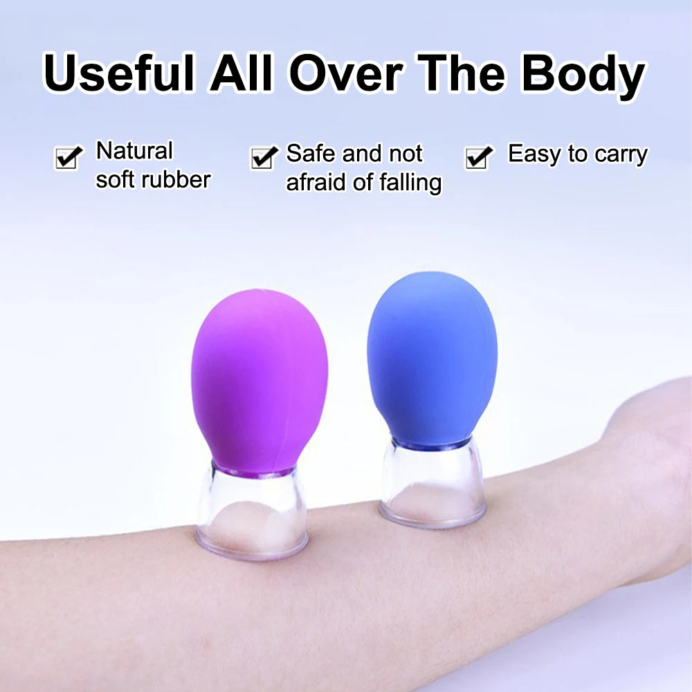 Facial Massage Cups Rubber Vacuum Cupping Skin Lifting Anti Cellulite Massager for Face Pvc Body Cups Skin Scraping Massage Jar