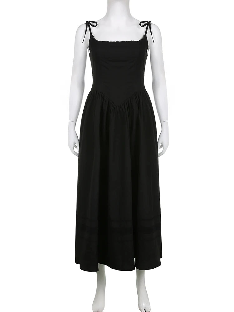 Darlingaga Gothic Grunge Corset Strap Long Dress Summer Lace Patchwork Dark Academia Party Female Dress Maxi Fashion Vintage Y2K
