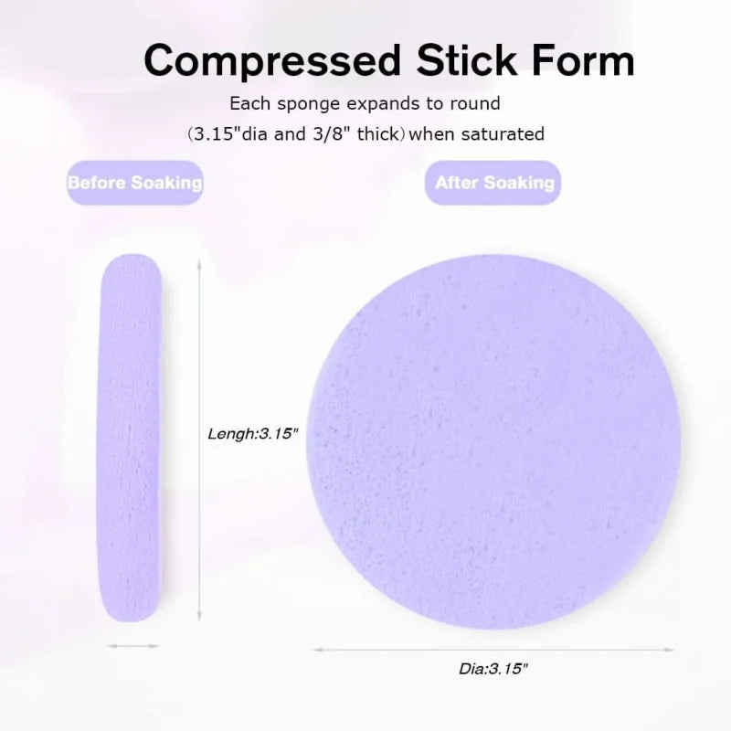 Compressed Facial Sponges with Storage Box Soft Cleansing Pads for Makeup Remover Reusable Round Face Wash Sponge Skincare Tool