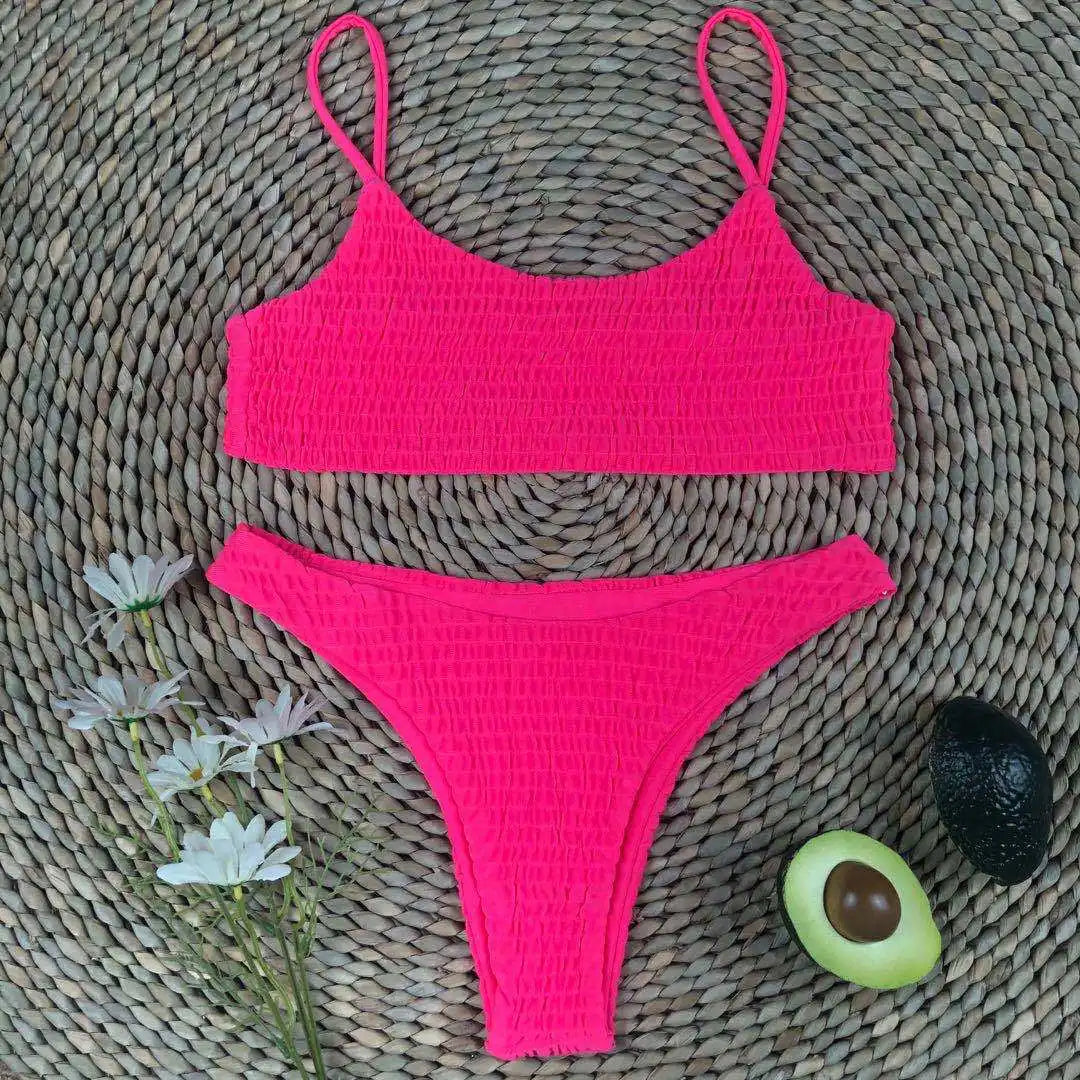 Sexy Wrinkled Butterfly Printed Bikini Female Swimsuit Women Swimwear Two-pieces Bikini set Bather Bathing Suit Swim Lady V713