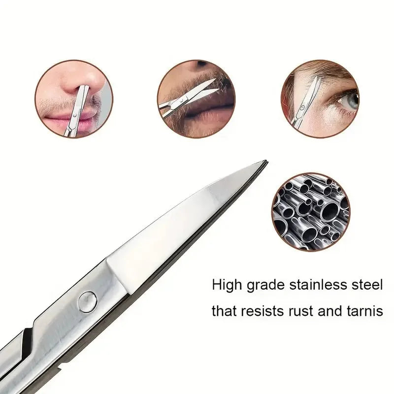 Stainless Steel Eyebrow Scissors Facial Hair Small Grooming Scissors - Eyebrow, Nose Hair & Beard Trimming Scissors For Men And