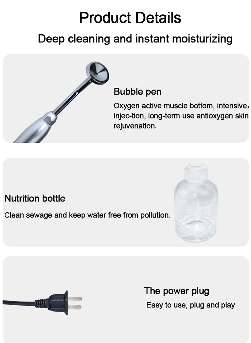 New Magic Oxygen Bubble Beauty Instrument Cleansing Facial Mites Skin Whitening Rejuvenation Management Salon Home Use Device