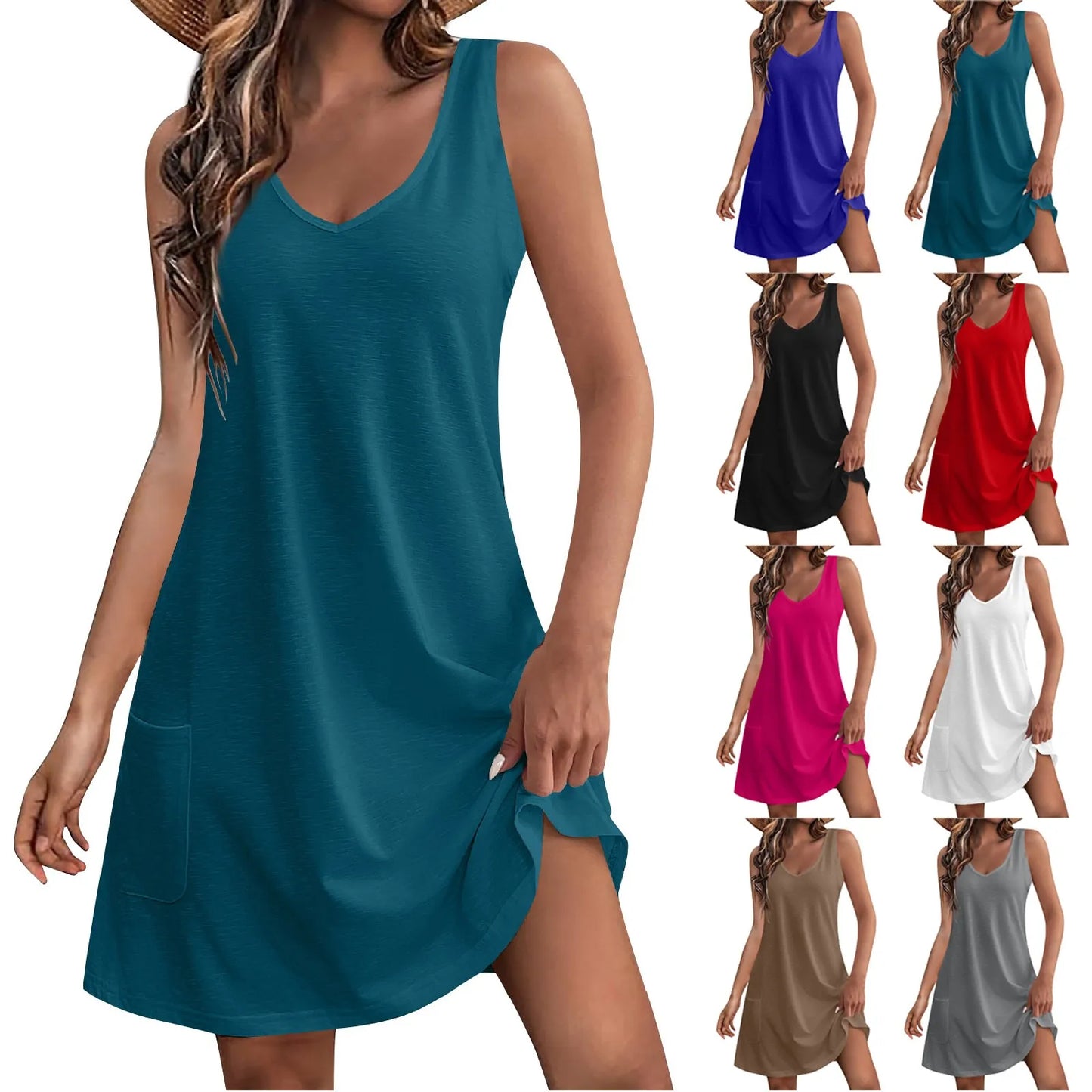 Women's Summer Casual Swing T-Shirt Dresses Beach Cover Up With Pockets Plus Size Loose T-shirt Dress vestidos largos