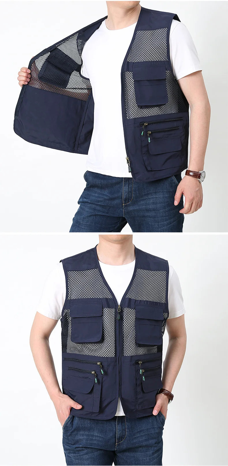 Summer Thin Mesh Vest Outdoor Sportsfor Jackets Bigsize Bomber Sleeveless Vest Casual Tactical Work Wear Camping Fishing Vests