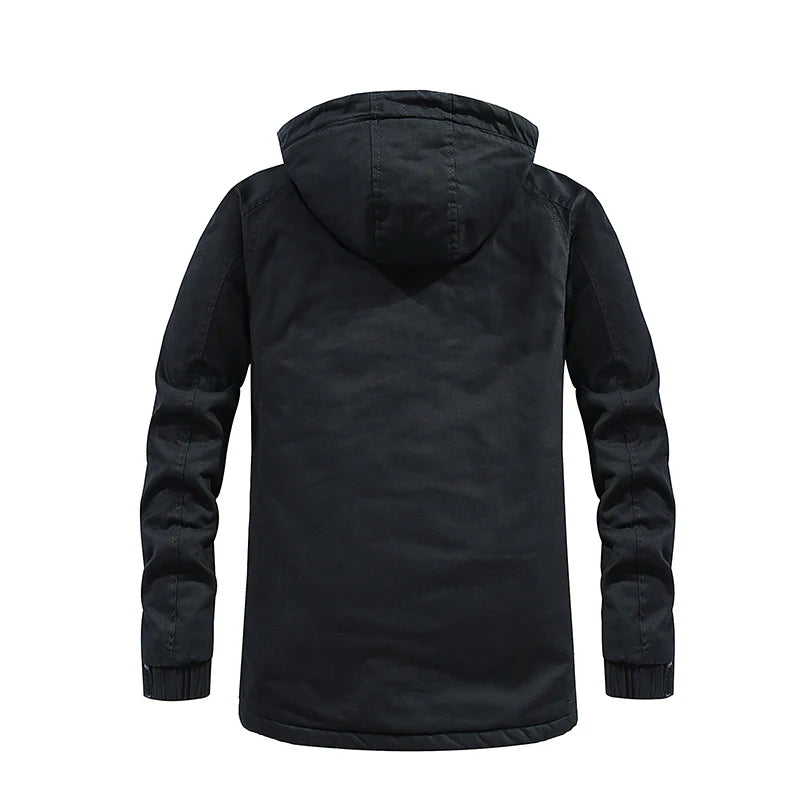Men Winter Cotton Thick Warm Parkas 2024 New Hot Waterproof Fleece Jacket Coat Men Brand Outwear Fashion Hooded Casual Parka Men