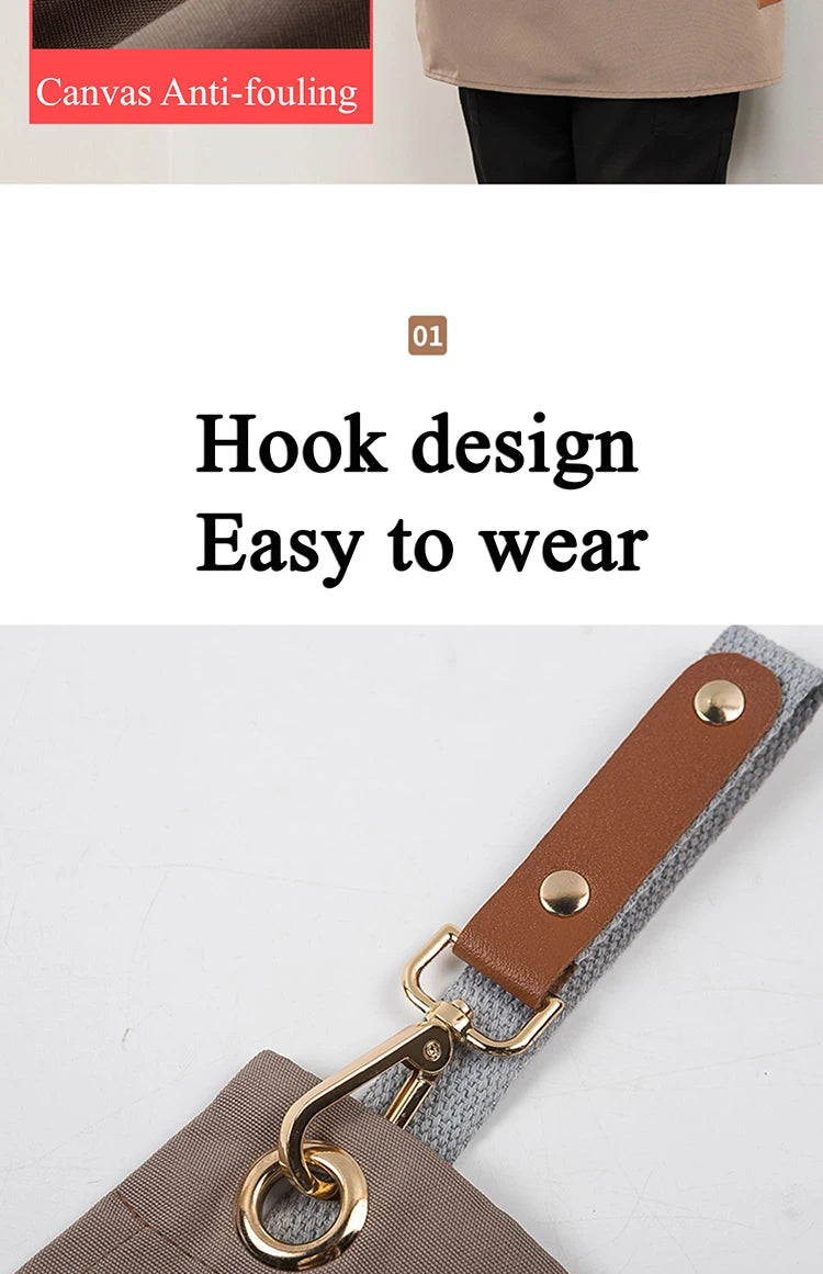 Men's Women's Kitchen Apron Custom Logo Catering Server Work Aprons Nails Hairdressing Mandil Restaurant Cafes Bar Waiter Bibs