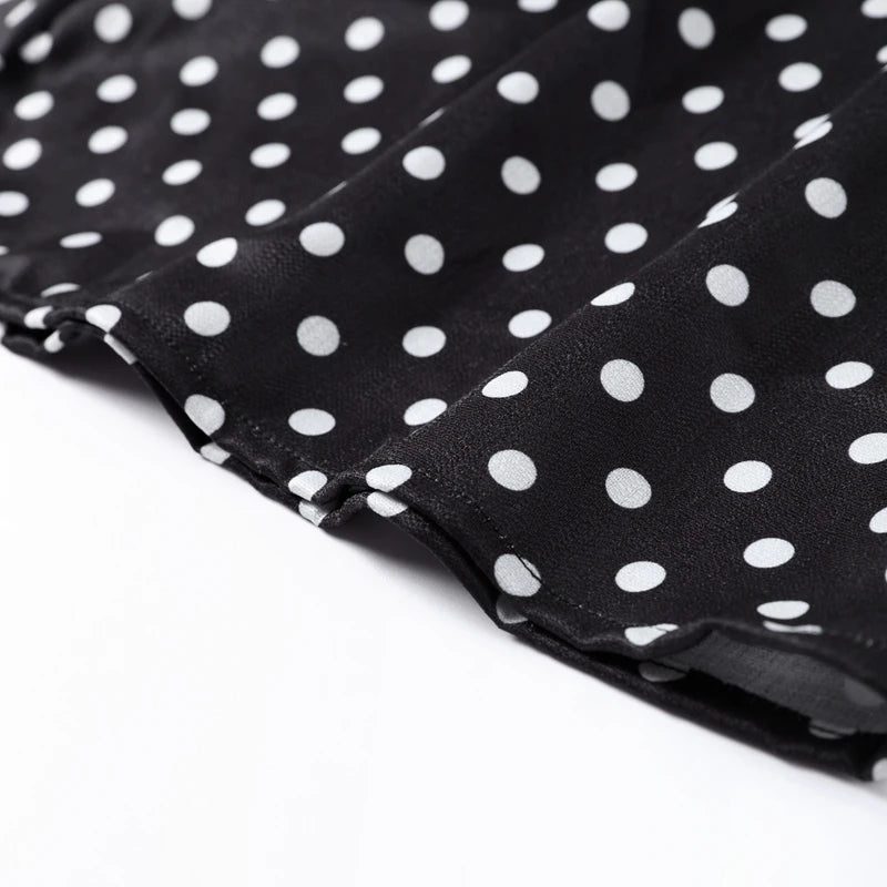 Dot Print Strapless Long Dress Women Retro V-neck Sleeveless Backless High Waist Dresses Female 2025 Spring New Lady Party Robes