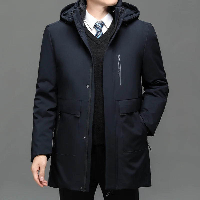Mens Hooded Jackets Casual Outwear Long Parkas Men New Autumn Winter Warm Waterproof Parkas Jacket Coat 2 PIECES Winter Parkas