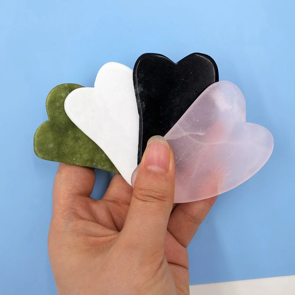 Natural Stone Jade Gouache Scraper Rose Quartz Facial Gua Sha Tools Neck Massager for Face Lifting Wrinkle Remover Beauty Health