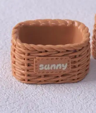 100pcs Simulation Bamboo Basket DIY Scrapbooking for Mini Kitchen Dinner Tableware Decor Accessories