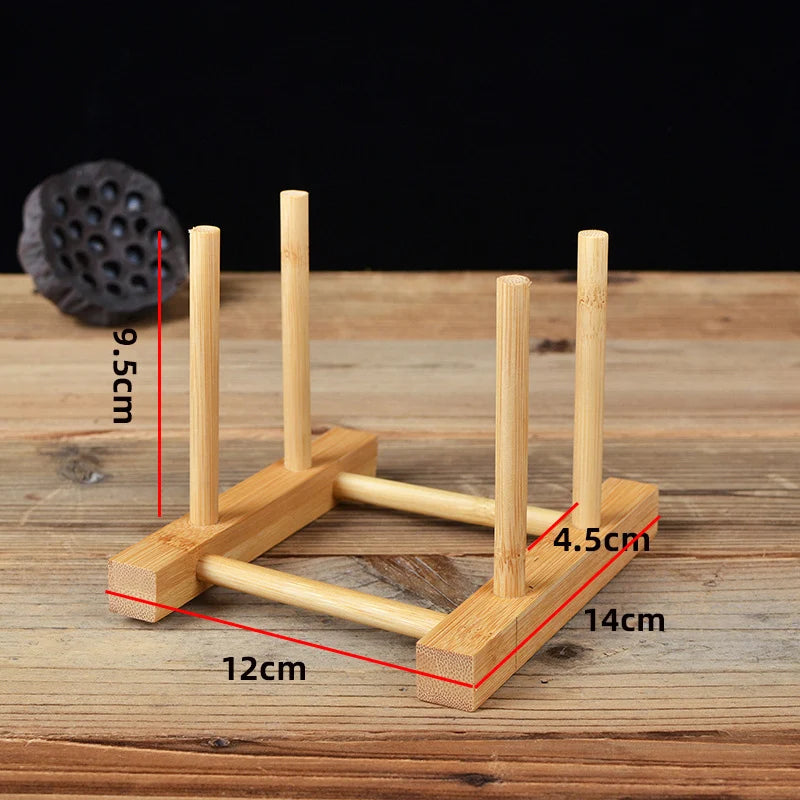 Bamboo Cups Drainer Wooden Dish Draining Rack Plates Holder Kitchen Storage Cabinet Organizer for Dish Cutting Board Pot Lid