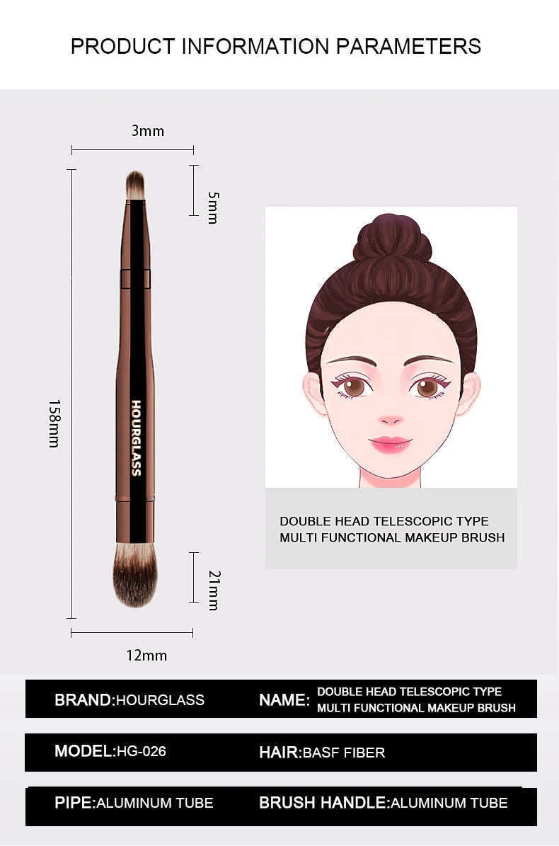 Hourglass Multifunctional Makeup Brush, Double-headed Brush for Facial Concealer and Highlight