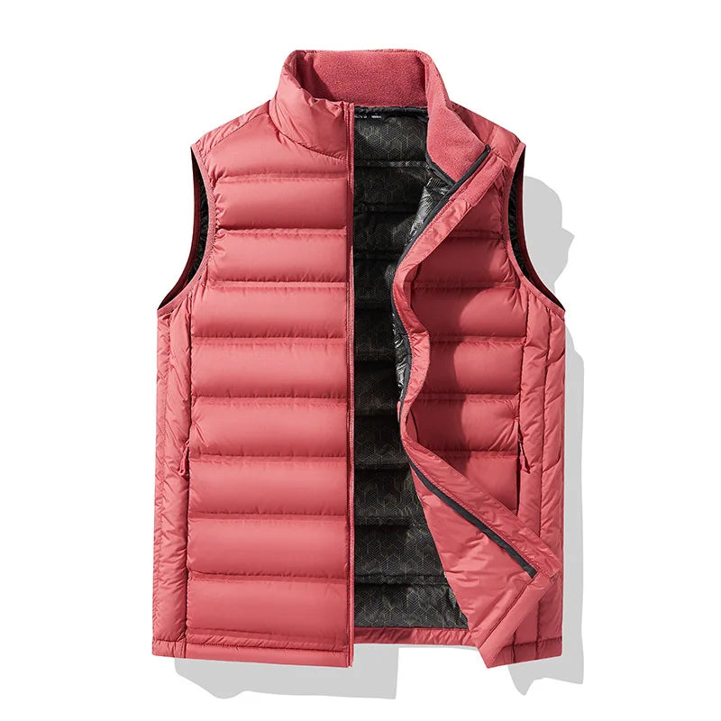90%White Duck Down Winter Couple Vest Sleeveless Puffer Jacket Graphene Liner Stand Collar Warm Down Gilet Coats Big Size 8XL