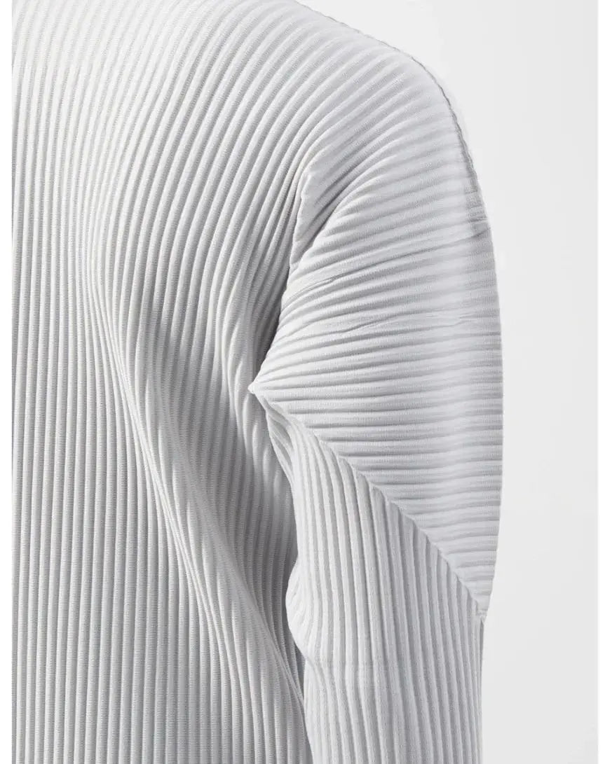 Pleats Original Pleated T-shirt 2024 Spring And Summer New Long-sleeved Round Neck Men's Tops Round Neck T-shirt Casual Clothing