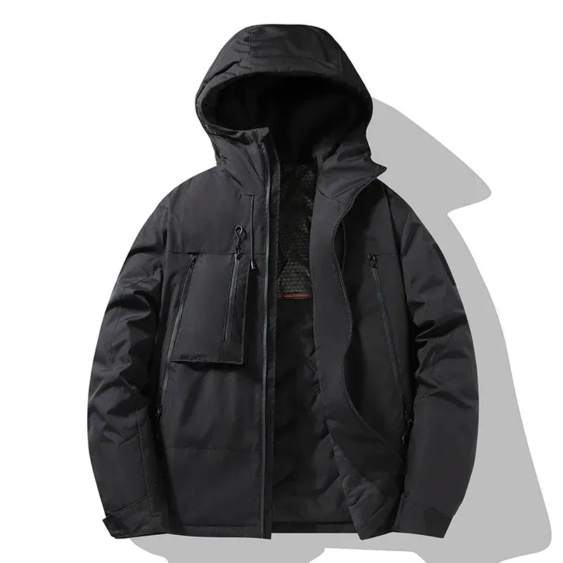 2024 New Winter Jacket Men Women Outdoor Ski Waterproof Graphene Warm Hooded Parka Male Street Casual Multi Pocket Padded Jacket