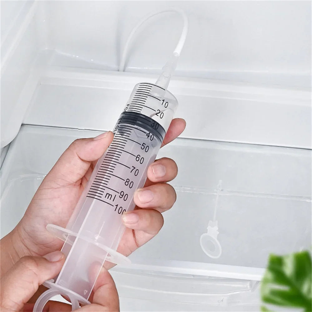 Refrigerator Drain Hole Desilter Cleaner Kit Kitchen Fridge Syringe Hose Dredge Drain Brush Unblocker Fridge Anti Clogging Kit