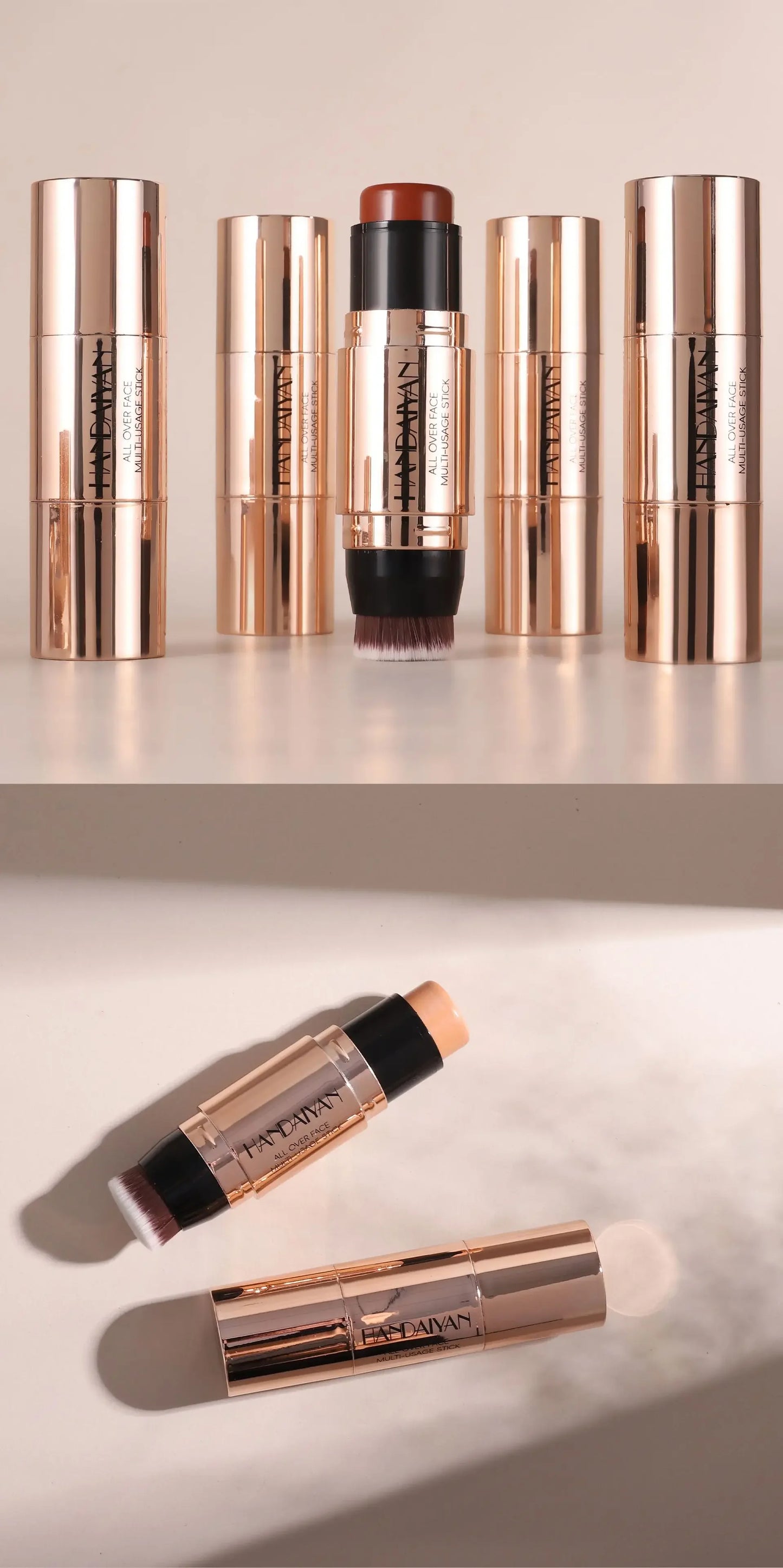 Double-head Face Bronzer Contour Stick Cream Makeup Light Dark Shadow Lasting Concealer Facial Brighten Contouring With Brush