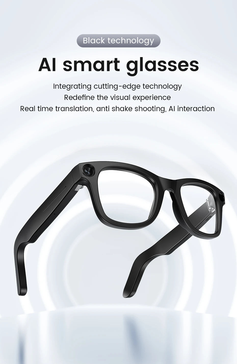 New Al Smart Glasses 800W HD Camera Anti Shake 1080P High-Definition Video Recording Touch Al Voice Wireless Call Smart Glasses
