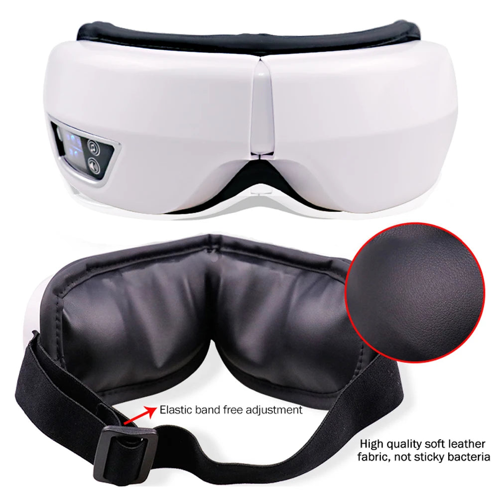 6D Smart Bluetooth Music Eye Massager Vibration Airbag Compress Eye Care Instrument Eye Massage Glasses Eye Relax Fatigue Pouch