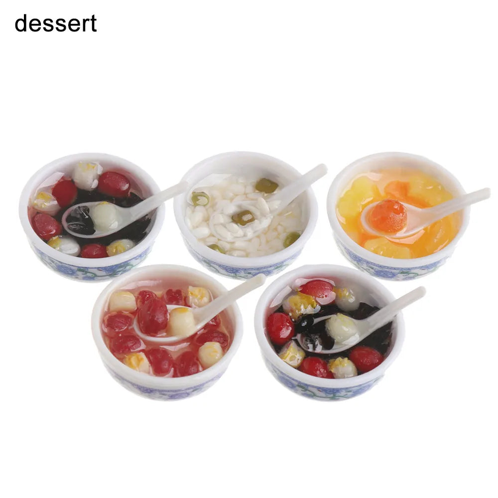 Miniature Dollhouse Chinese Rice Pastry Casserole Noodles Dessert Kitchen Toy Fake Food for 1/6 Doll Toys Dollhouse Decoration