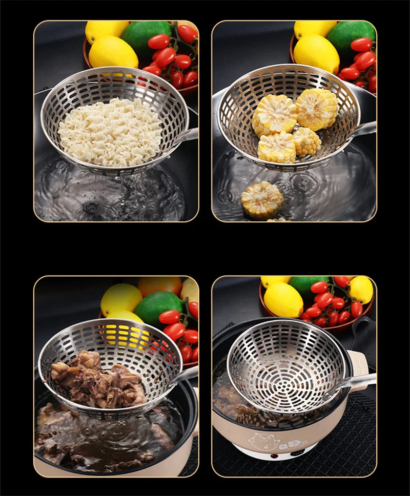 Stainless Steel Skimmer Colander Mesh Deep Oil Frying Cooking Noodles Scoop Strainer Kitchen Food Filter Spoon Kitchenware