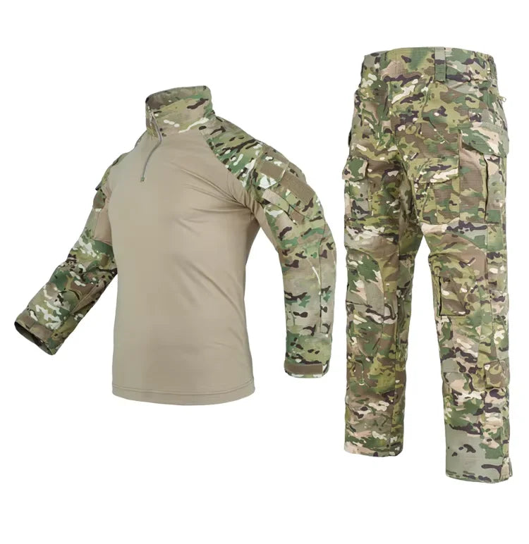 Summer Camouflage Frog Suit Men's Y2K Tactical Outdoor Quick Dry Durable Uniforms G3 Long Sleeve Hunting Training Combat Gear