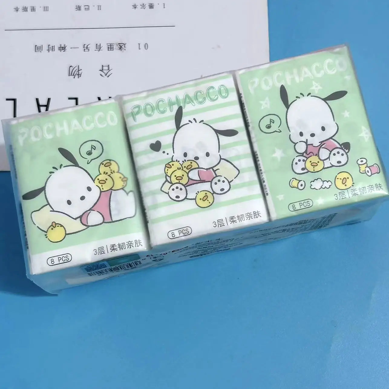 Kawaii Hello Kitty Handkerchief Paper Cartoon Sanrio Pochacco Kitty Printed Napkins Portable Small Pocket Tissues Facial Paper