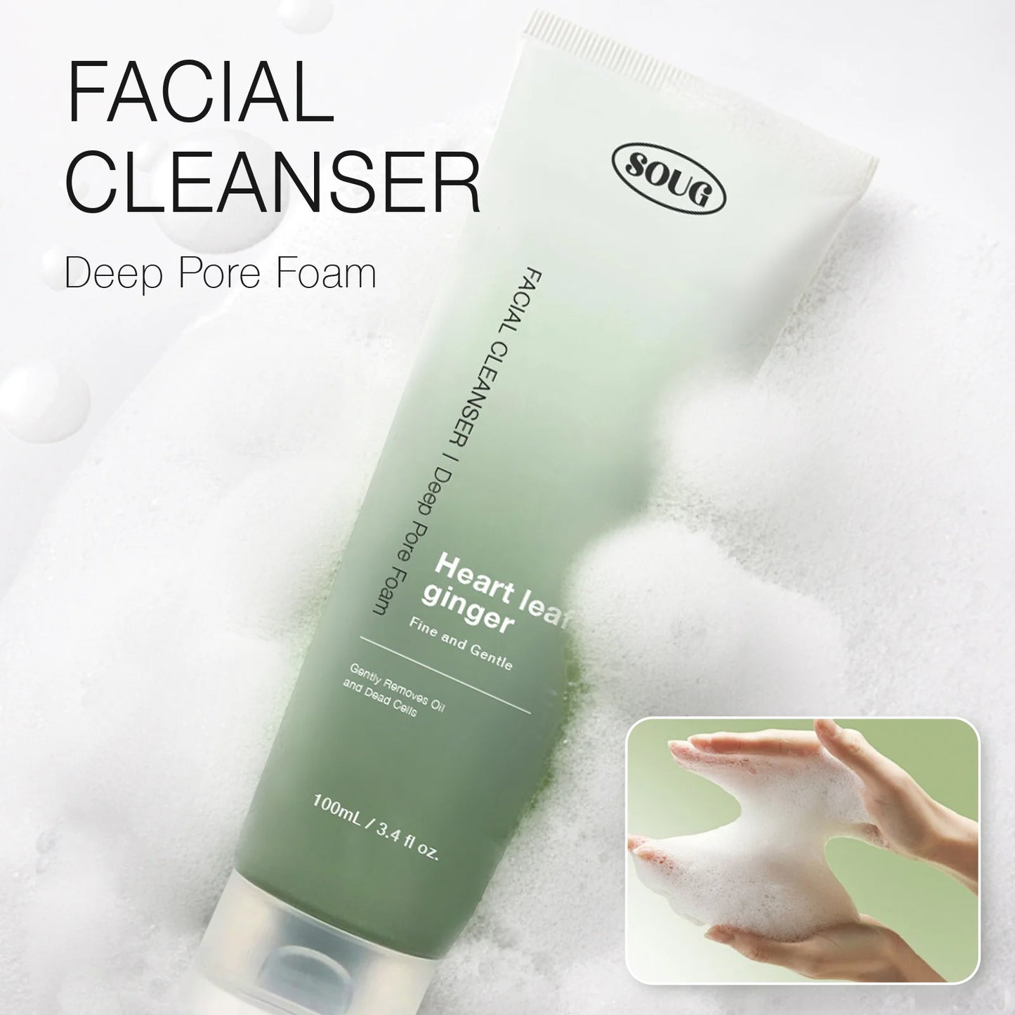 Facial Cleanser Heartleaf Succinic Moisture Cleansing Foam Deep Cleaning Oil Control Pore Soothing Korean Cosmetic Skin Care
