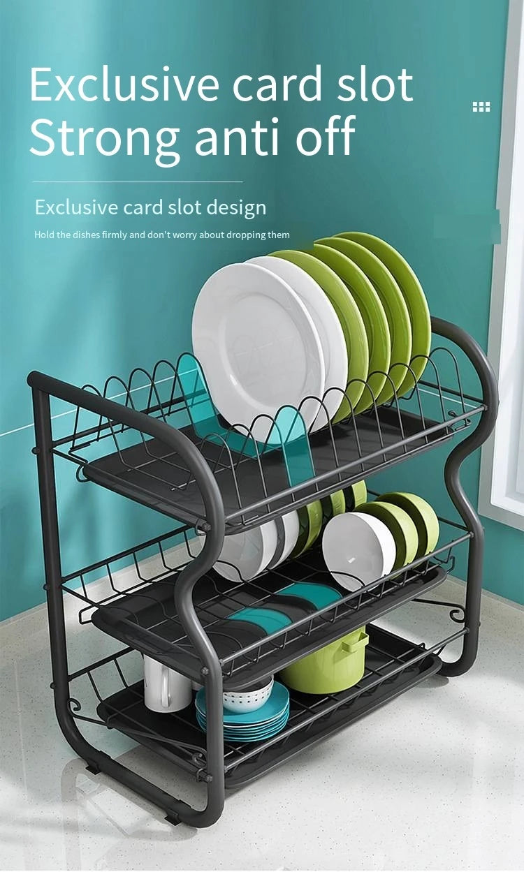 Cutlery Rack Stainless Steel Drying Rack Bowl Dish Draining Shelf Kitchen Organizer 3 Tiers Dish Drainer Dryer Tray Holder