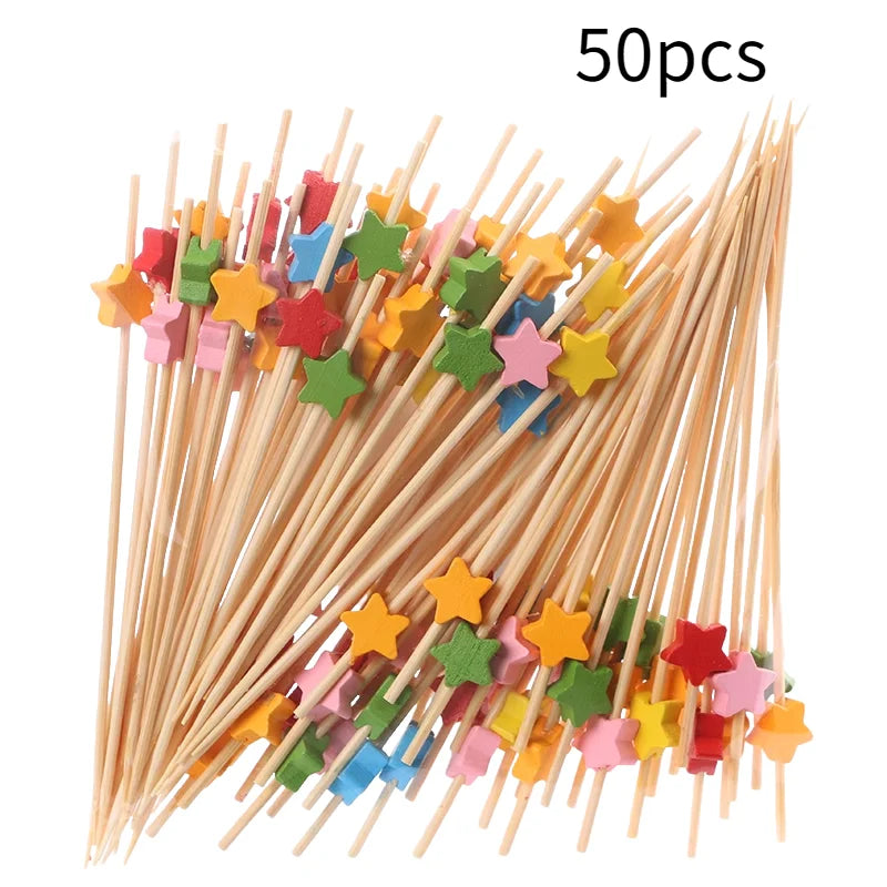 50PCS/pack Disposable Bamboo Sticks Party Decoration Kitchen Gadgets Convenient Easy To Use Health Household Products 12cm