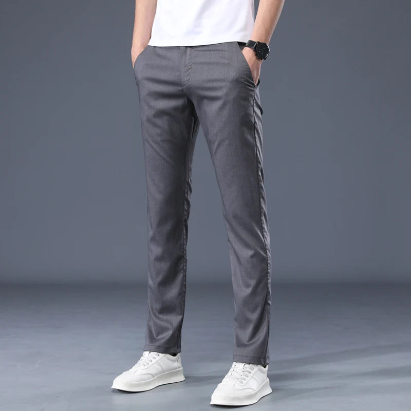 Summer Modal Fabric Men's Thin Casual Pants Classic Business Fashion Regular Fit Stretch Soft Trousers Male Brand Clothes